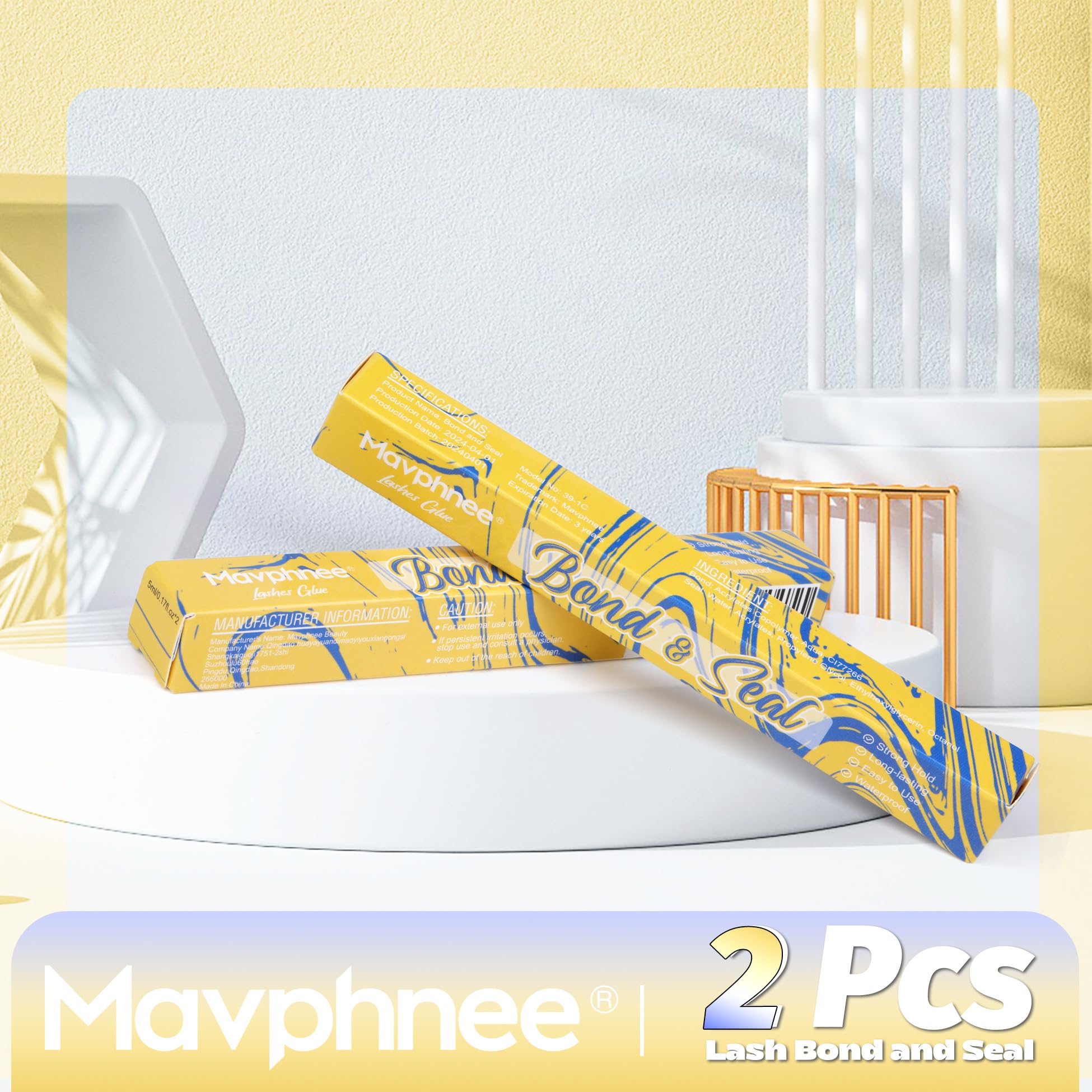 Mavphnee Lash Bond & Seal 2-Pack | Waterproof Lash Glue for Clusters & Extensions