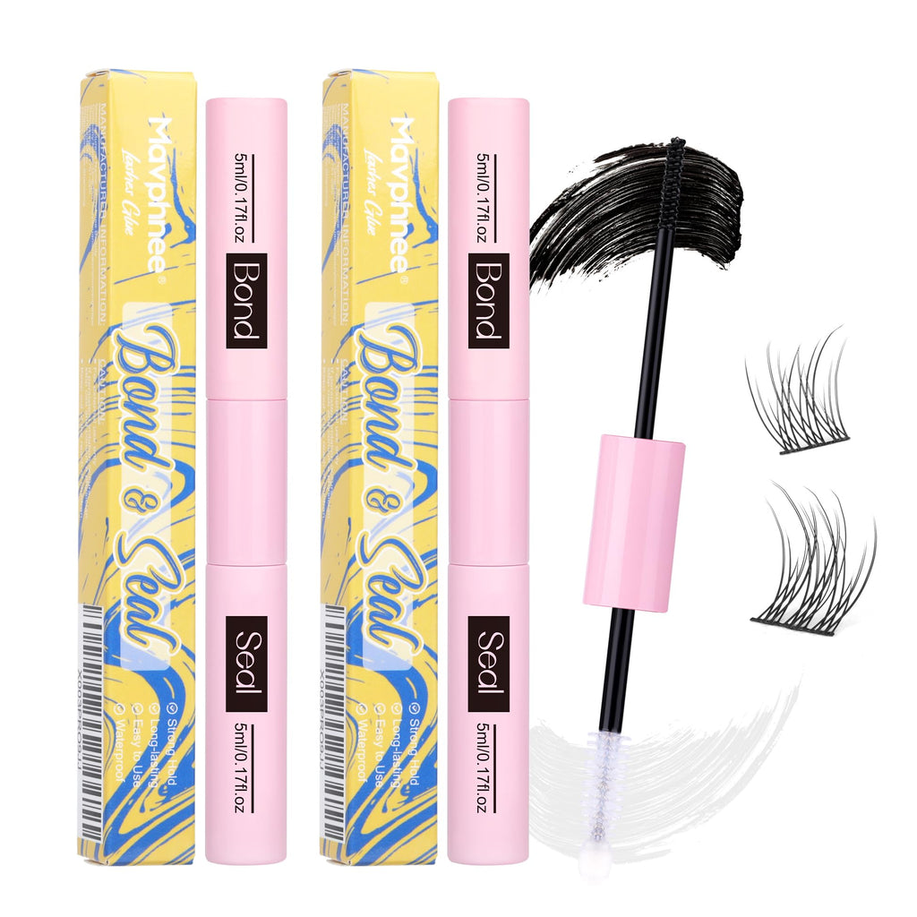 Mavphnee Lash Bond & Seal 2-Pack | Waterproof Lash Glue for Clusters & Extensions