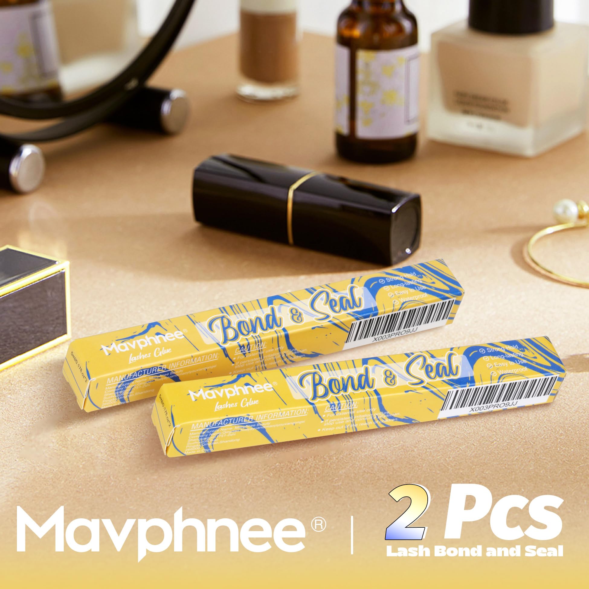Mavphnee Lash Bond & Seal 2-Pack | Waterproof Lash Glue for Clusters & Extensions