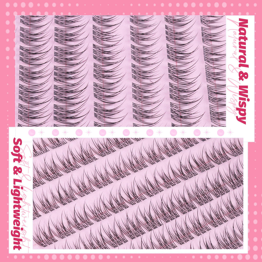 Mavphnee Natural Lash Clusters Kit — Wispy CC-Curl Lashes, Clear Band, DIY Lash Extensions, Bond & Seal, Remover