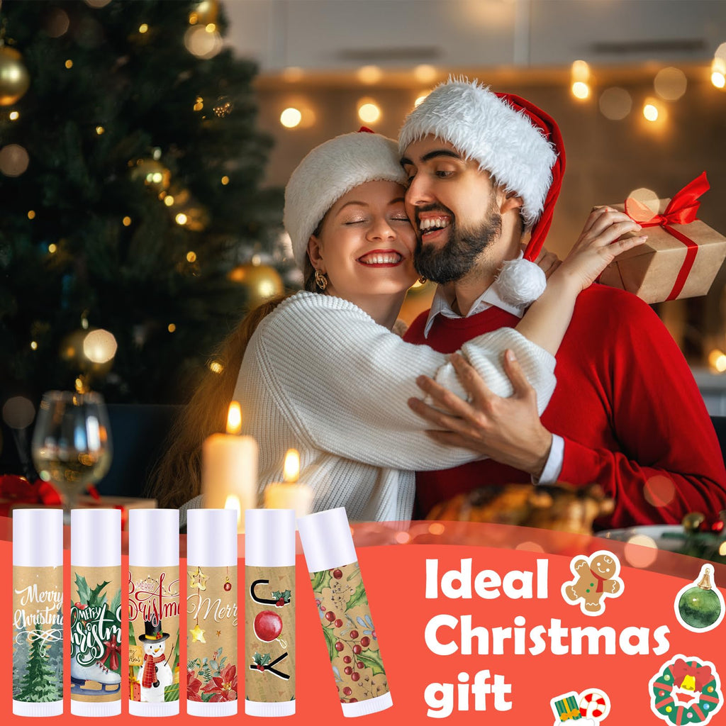 Maxcheck 48 Pcs Christmas Lip Balm Bulk — Candy Cane, Jasmine Scent Gift Set