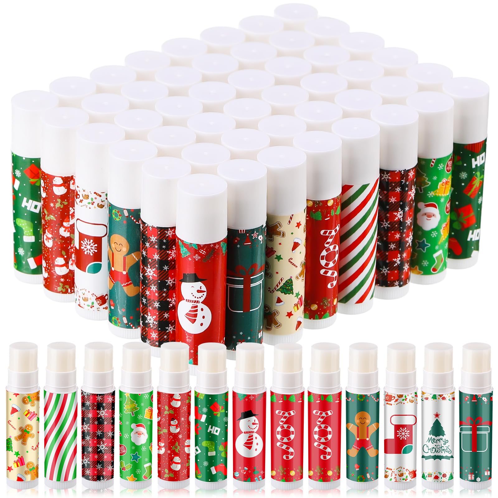Maxcheck 48 Pcs Christmas Lip Balm Bulk – Jasmine-Scented Lip Balms Gift Set (Classic)