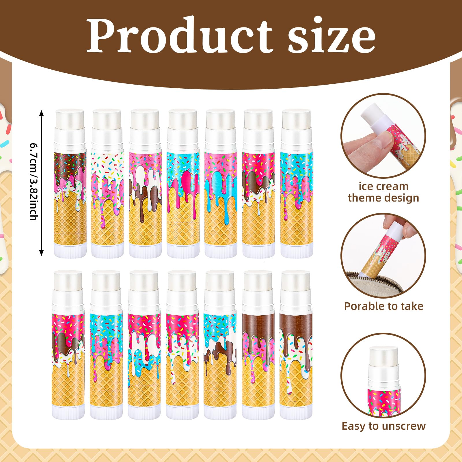 Maxcheck 48 Pcs Ice Cream Drip Lip Balm Bulk Set – 12 Styles, Jasmine Scent