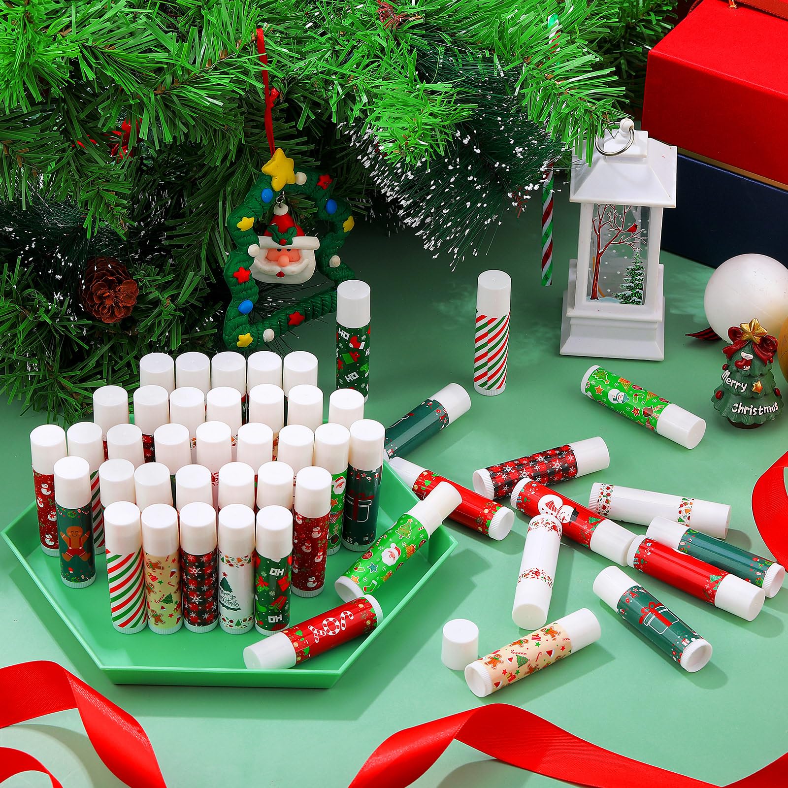 Maxcheck 48 Pcs Christmas Lip Balm Bulk – Jasmine-Scented Lip Balms Gift Set (Classic)