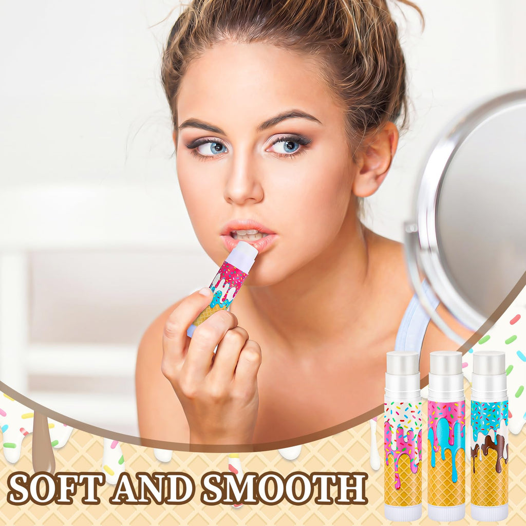 Maxcheck 48 Pcs Ice Cream Drip Lip Balm Bulk Set – 12 Styles, Jasmine Scent