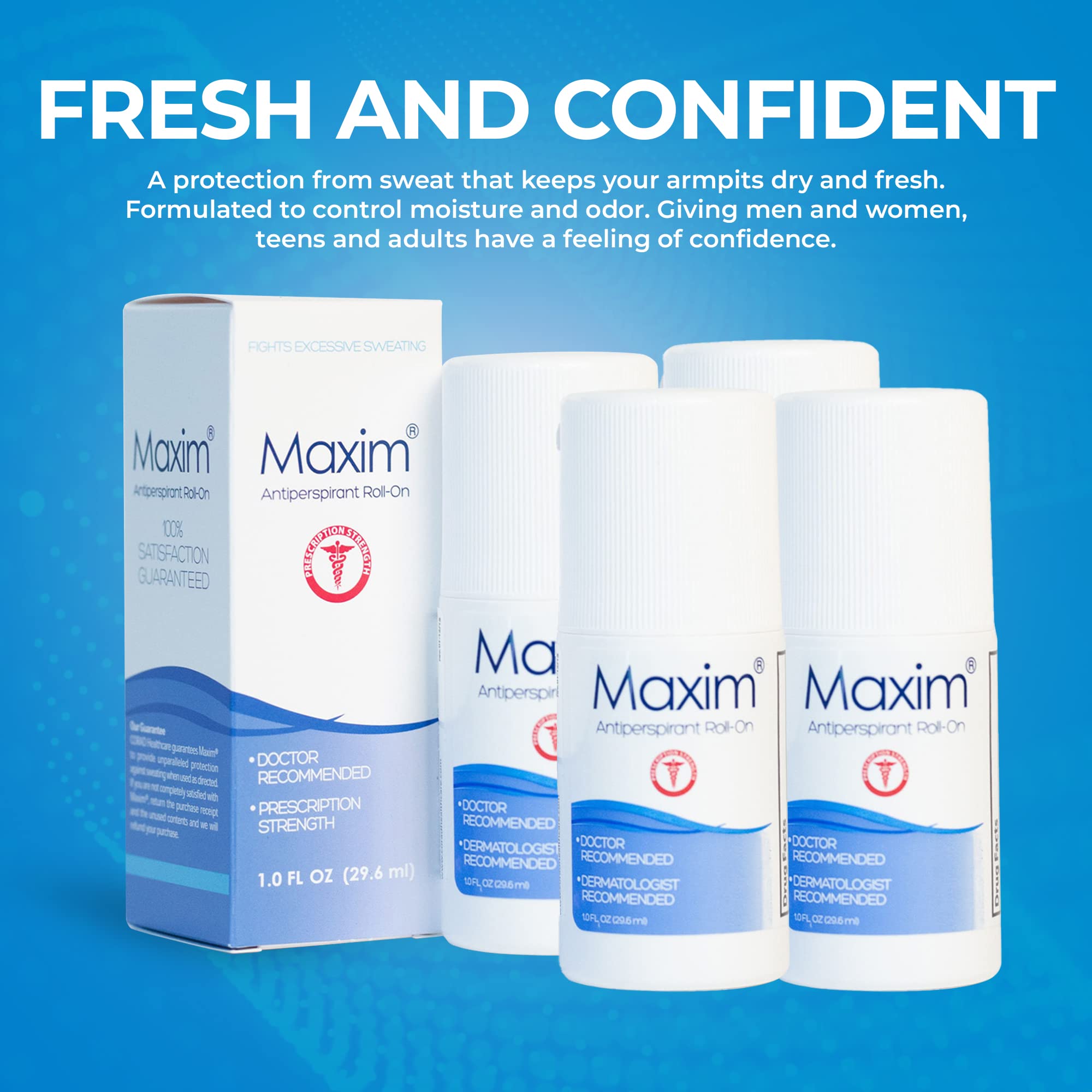 MAXIM Clinical Strength Antiperspirant Deodorant for Women & Men – 4 Pack