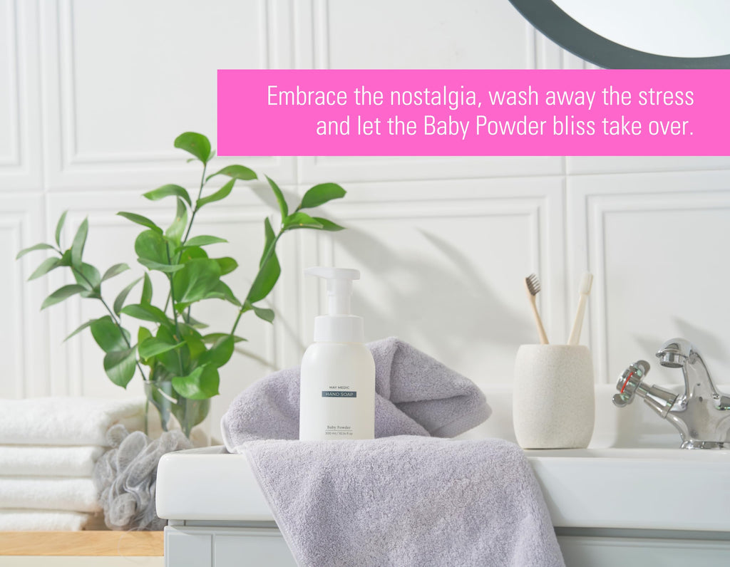 MAY MEDIC Baby Powder Double Scented Foaming Hand Soap | Moisturizing Foam with Fig & Pomegranate Extract