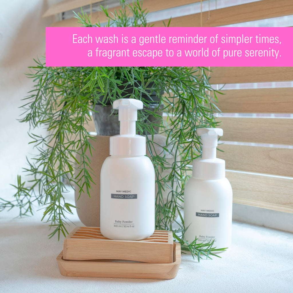 MAY MEDIC Baby Powder Double Scented Foaming Hand Soap | Moisturizing Foam with Fig & Pomegranate Extract