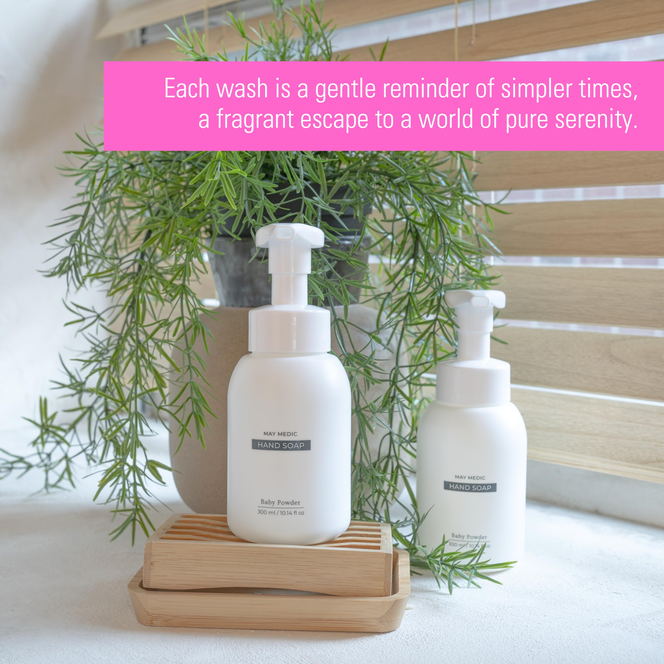 MAY MEDIC Baby Powder Double Scented Foaming Hand Soap | Moisturizing Foam with Fig & Pomegranate Extract