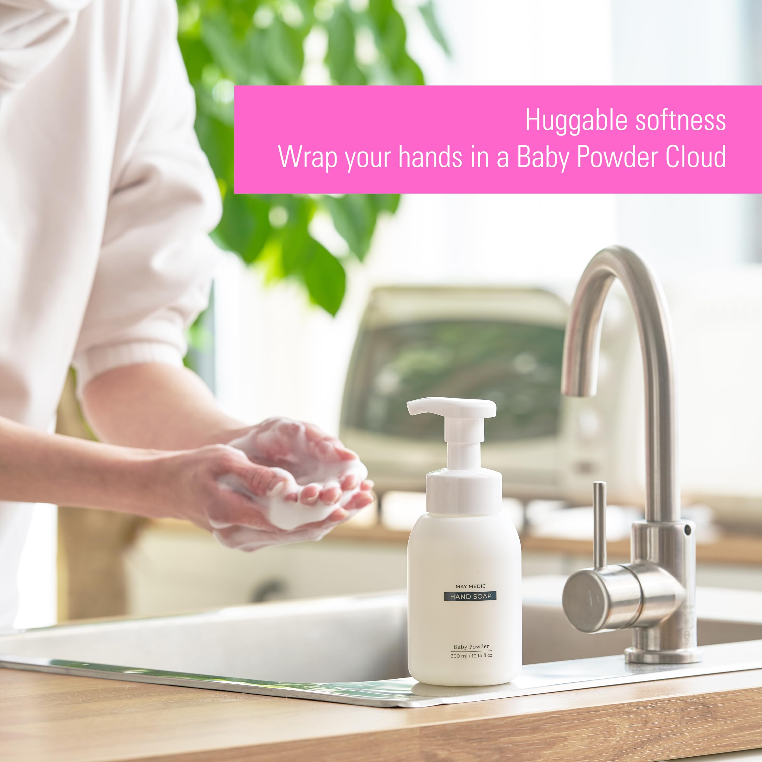 MAY MEDIC Baby Powder Double Scented Foaming Hand Soap | Moisturizing Foam with Fig & Pomegranate Extract