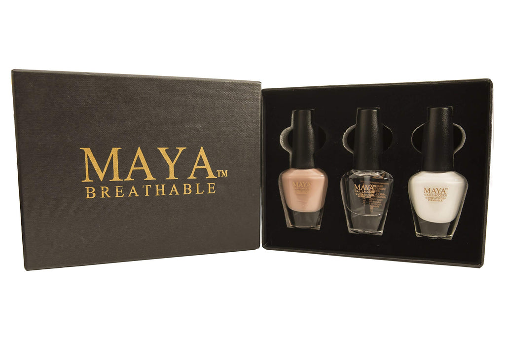 MAYA HALAL Breathable & Toxin-Free Vegan Nail Polish – French Manicure Set with Brush