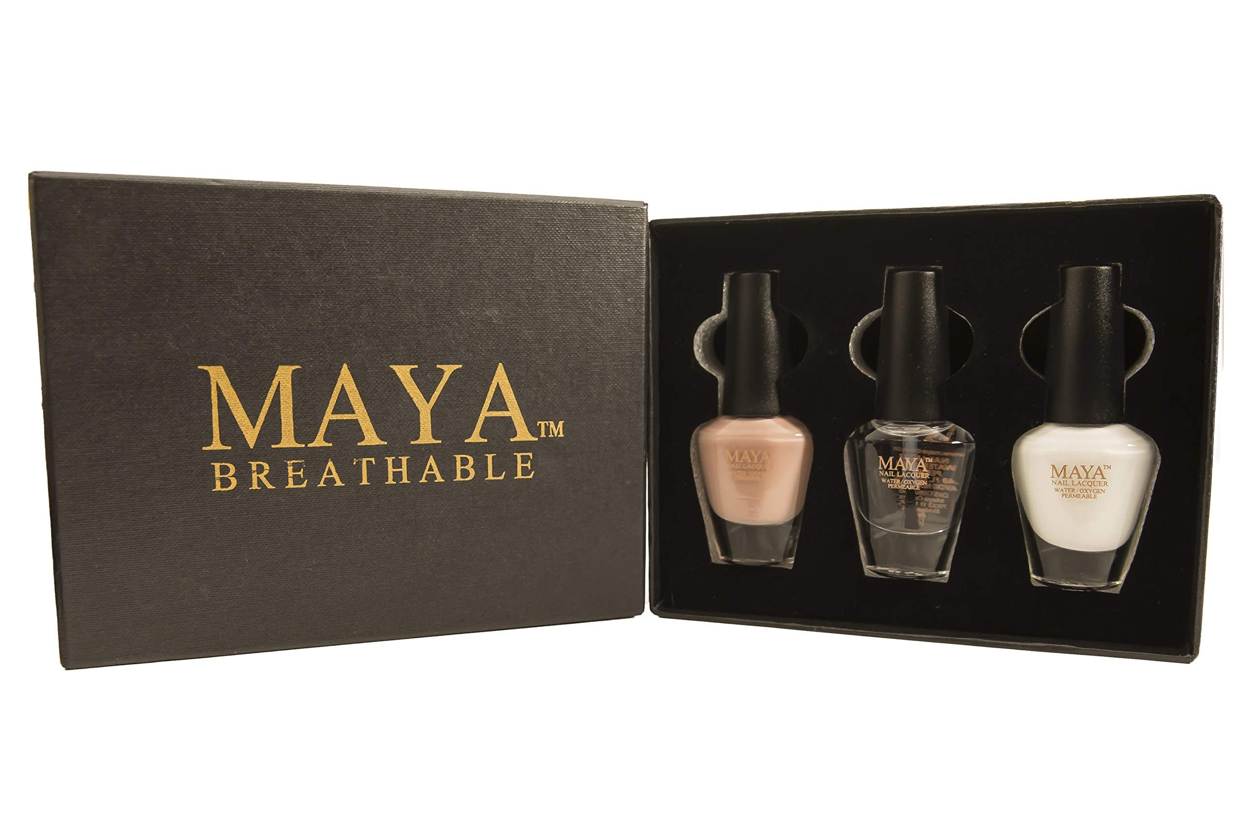 MAYA HALAL Breathable & Toxin-Free Vegan Nail Polish – French Manicure Set with Brush