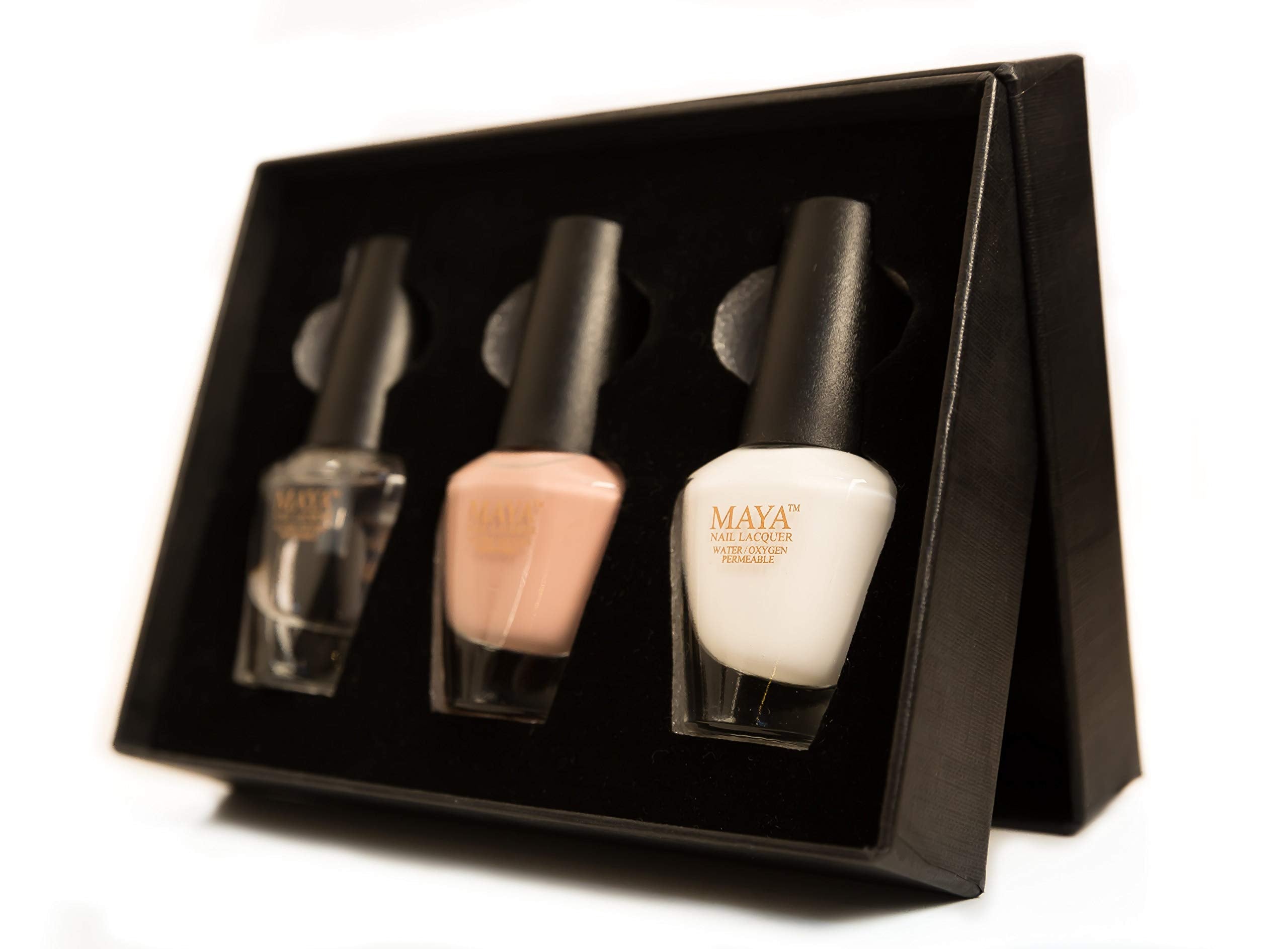 MAYA HALAL Breathable & Toxin-Free Vegan Nail Polish – French Manicure Set with Brush