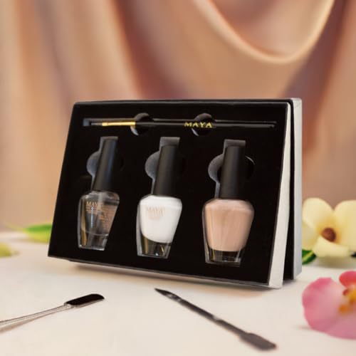 MAYA HALAL Breathable & Toxin-Free Vegan Nail Polish – French Manicure Set with Brush