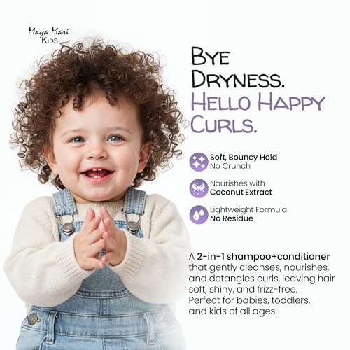 MAYA MARI 2-in-1 Kids Shampoo and Conditioner – Tear-Free, Coconut & Lime, Made in USA (12 oz)