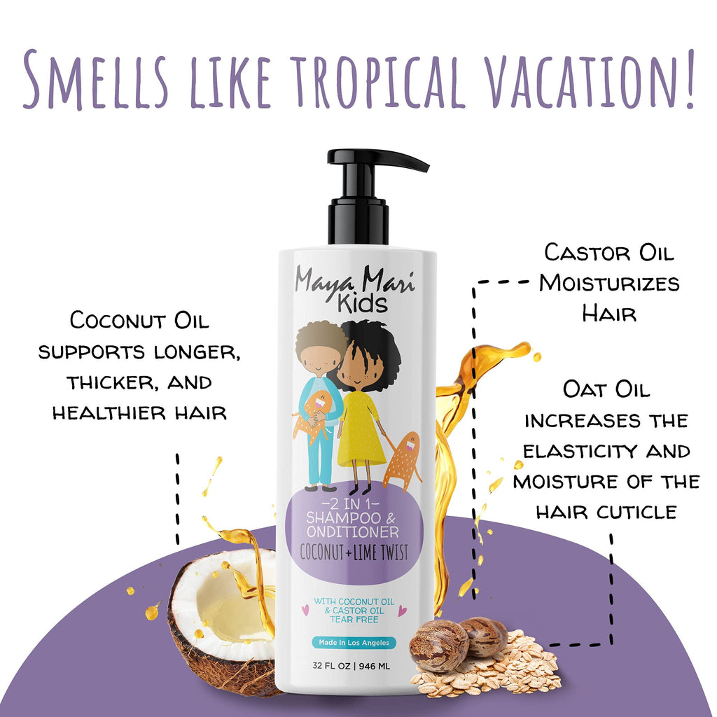 MAYA MARI Kids 2-in-1 Shampoo, Conditioner & Curl Cream Set | Tear Free & Sulfate Free