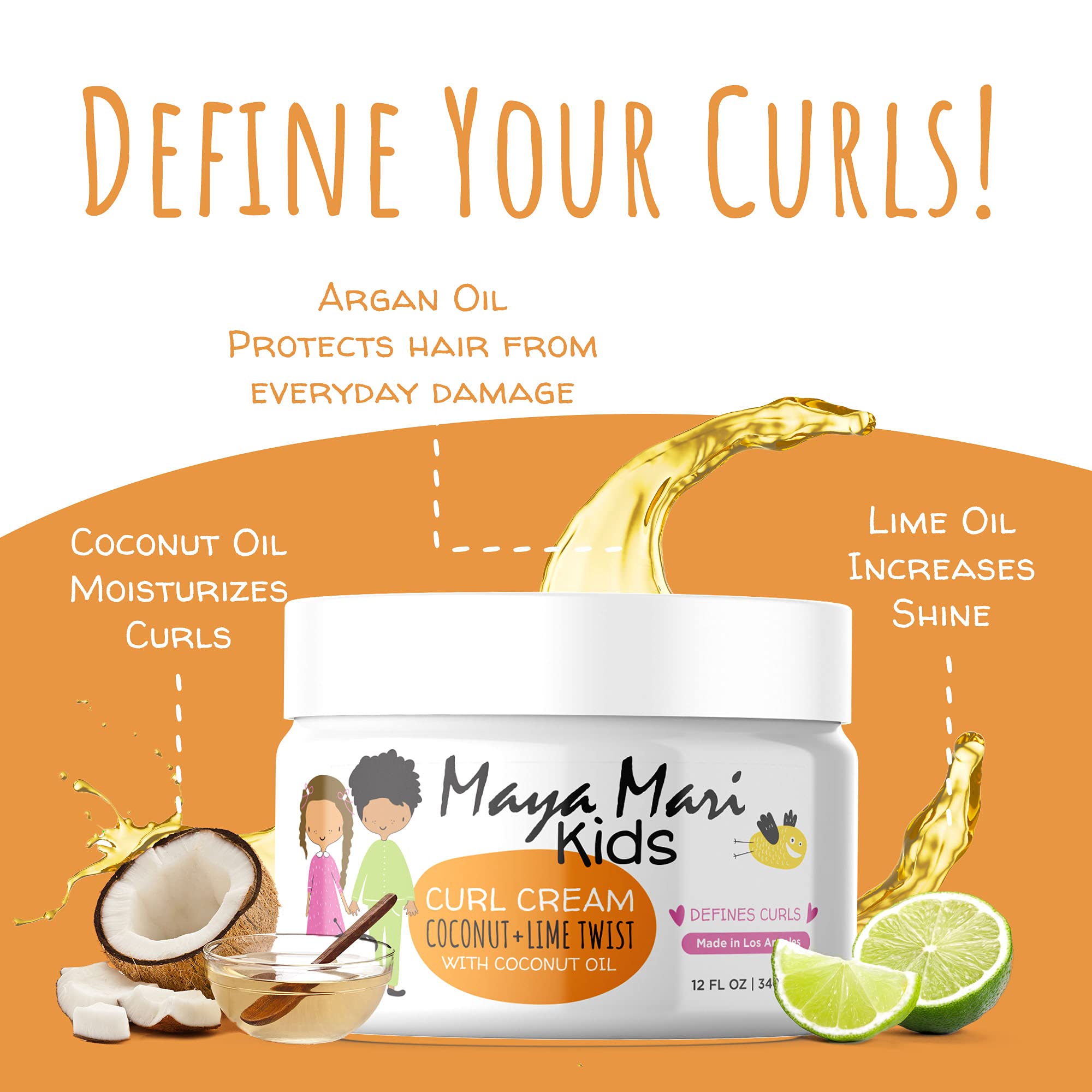 MAYA MARI Kids 2-in-1 Shampoo, Conditioner & Curl Cream Set | Tear Free & Sulfate Free