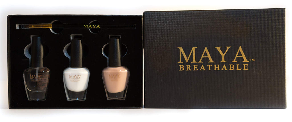 MAYA HALAL Breathable & Toxin-Free Vegan Nail Polish – French Manicure Set with Brush