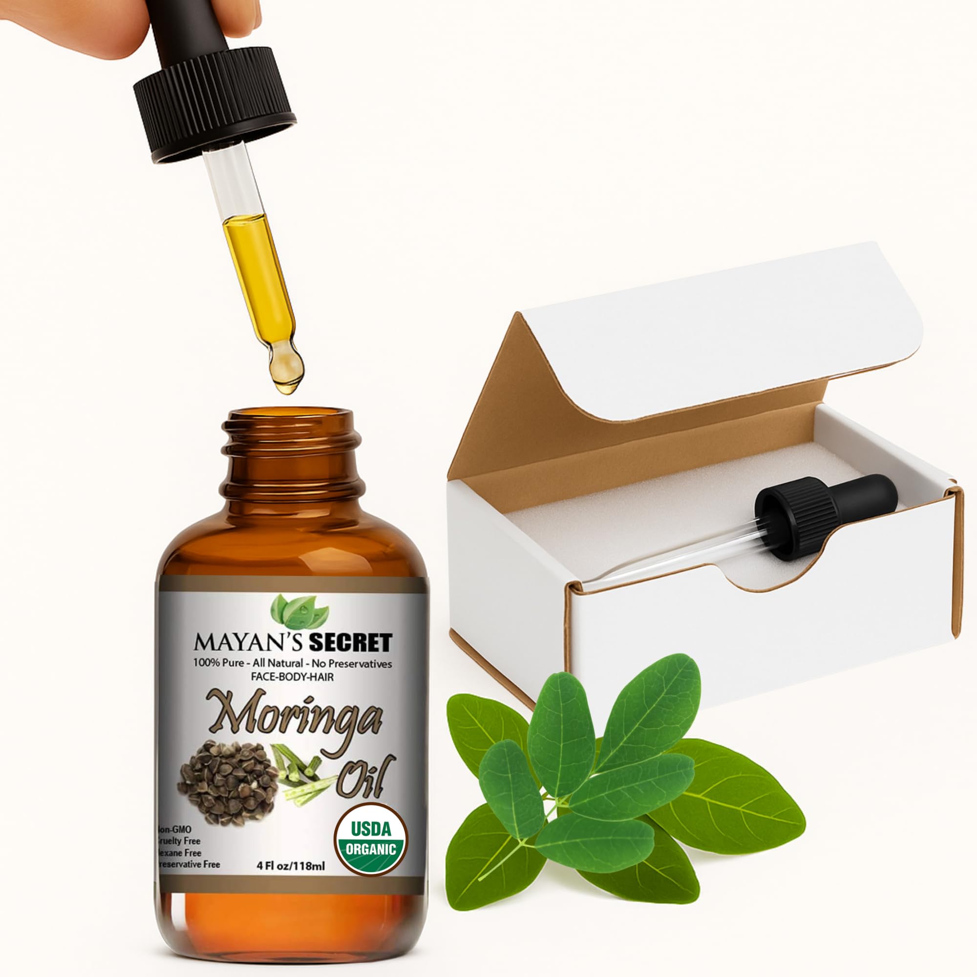 Mayan's Secret Organic Moringa Energy Oil — 100% Pure Moringa Seed Oil for Skin & Hair