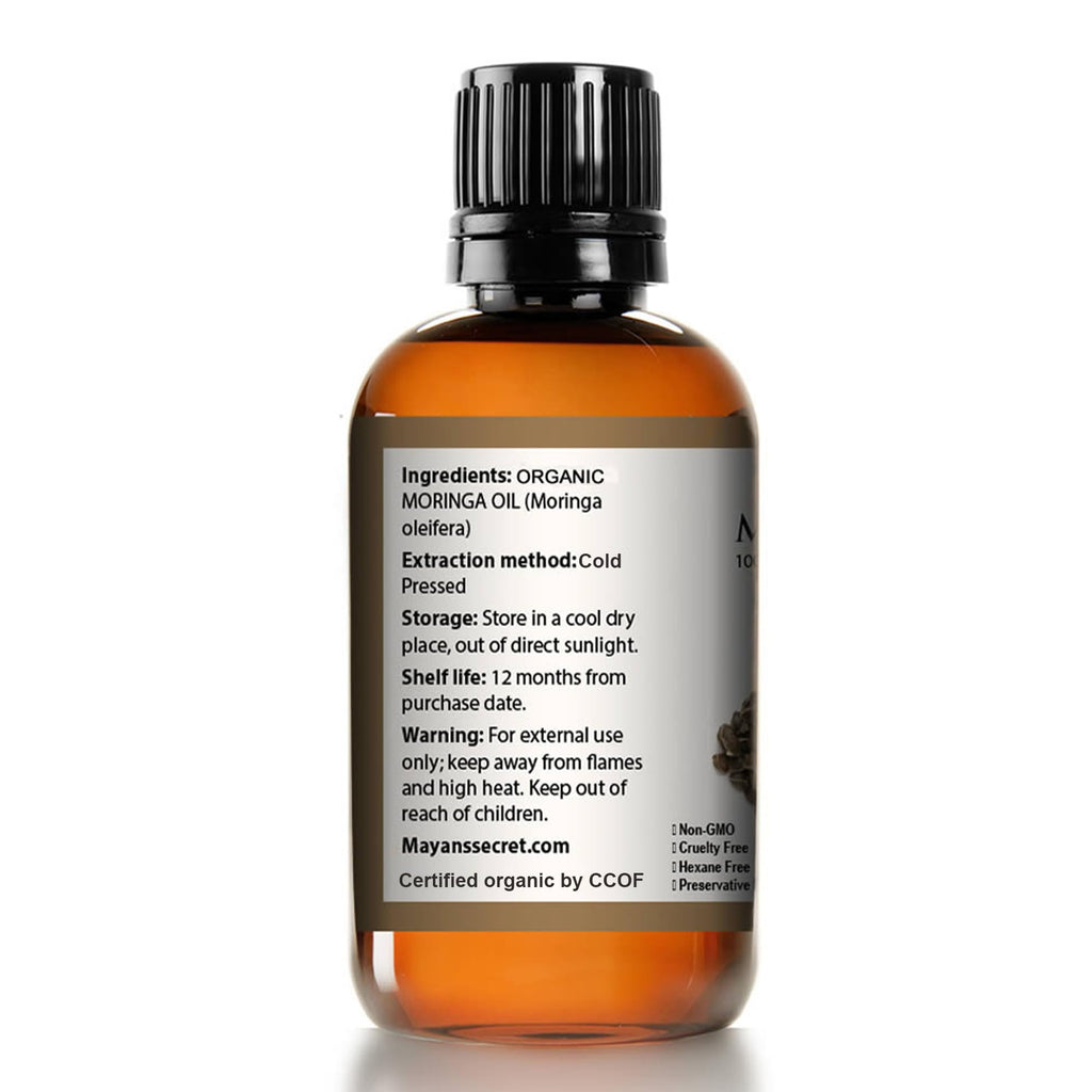 Mayan's Secret Organic Moringa Energy Oil — 100% Pure Moringa Seed Oil for Skin & Hair