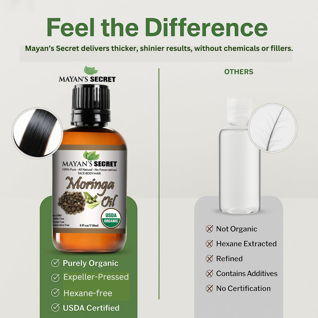 Mayan's Secret Organic Moringa Energy Oil — 100% Pure Moringa Seed Oil for Skin & Hair
