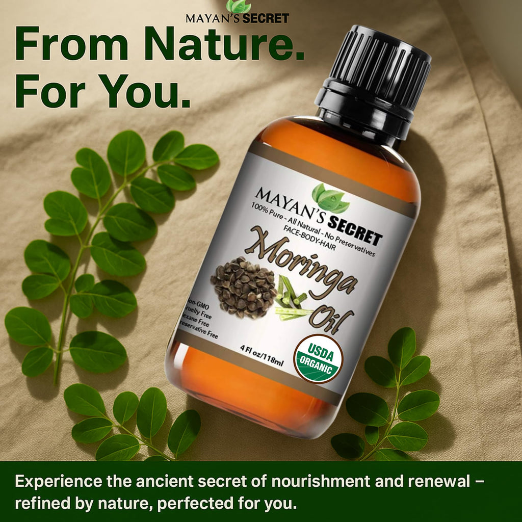 Mayan's Secret Organic Moringa Energy Oil — 100% Pure Moringa Seed Oil for Skin & Hair