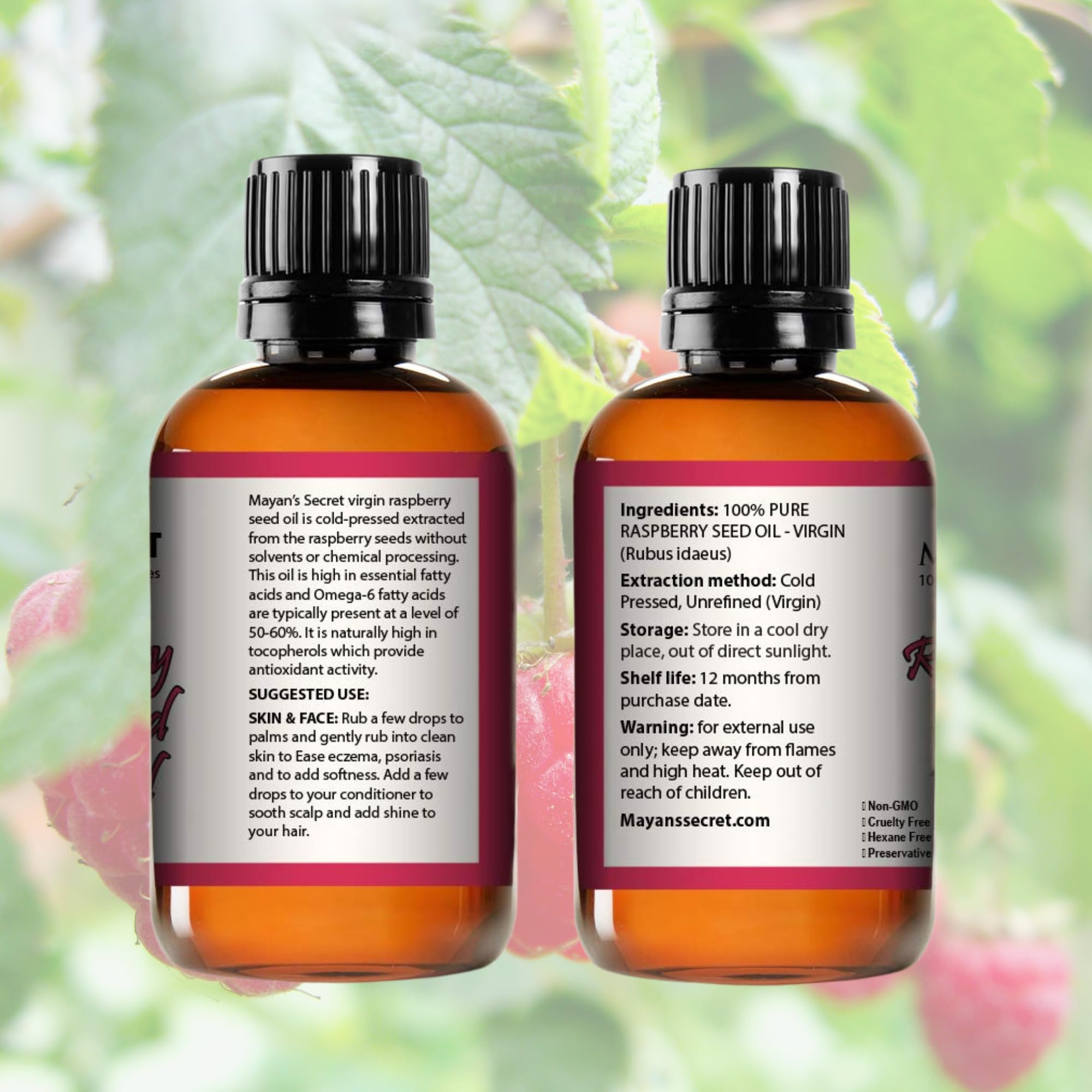 Mayan's Secret Red Raspberry Seed Oil – Cold-Pressed, 100% Pure