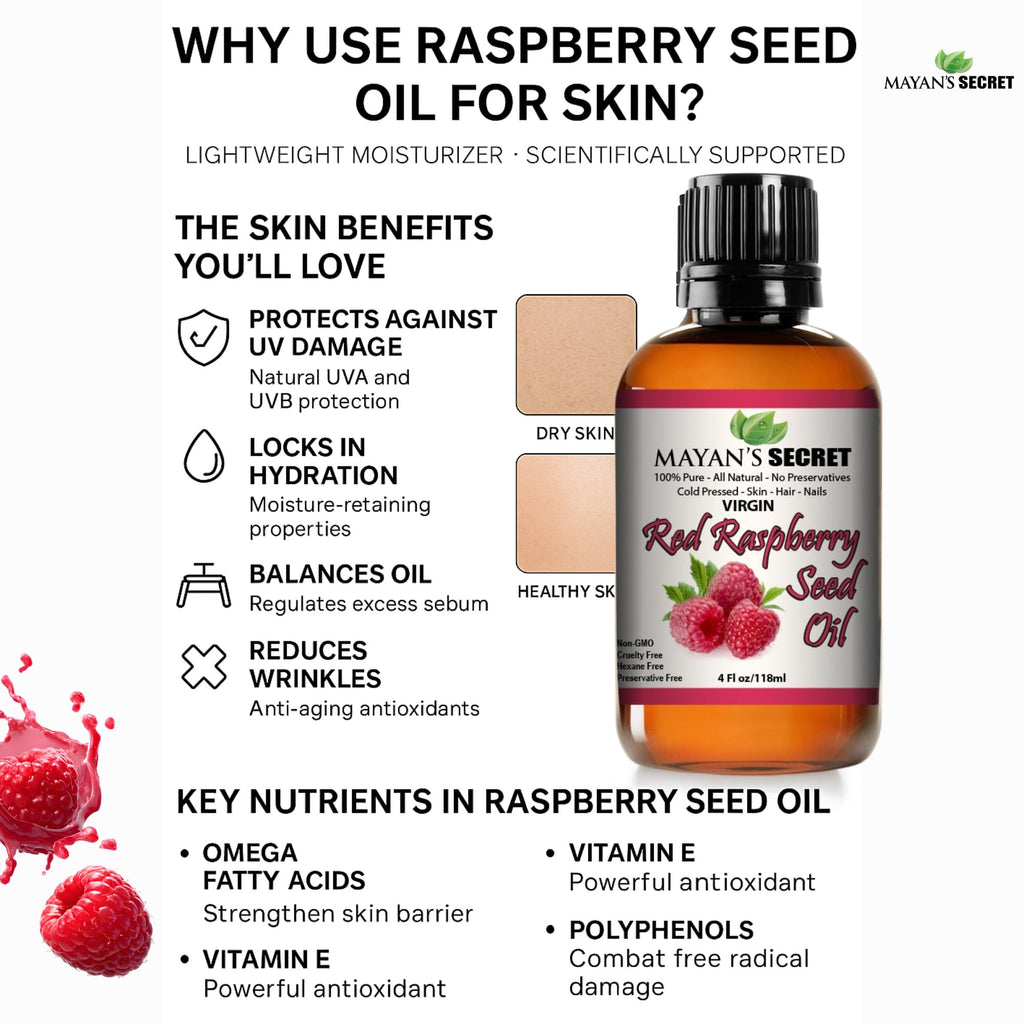 Mayan's Secret Red Raspberry Seed Oil – Cold-Pressed, 100% Pure
