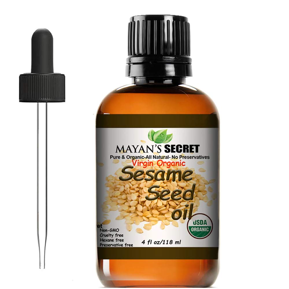 Mayan's Secret USDA Organic Sesame Seed Oil – Virgin, Unrefined 4oz Glass Bottle