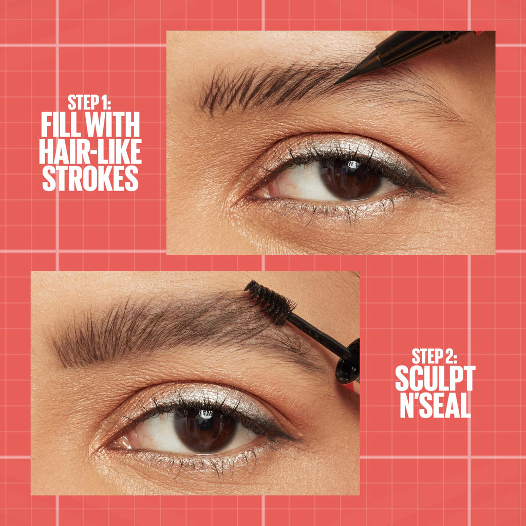 Maybelline Build-A-Brow 2-in-1 Brow Pen + Sealing Gel – Real-Looking, Waterproof, 24HR Wear
