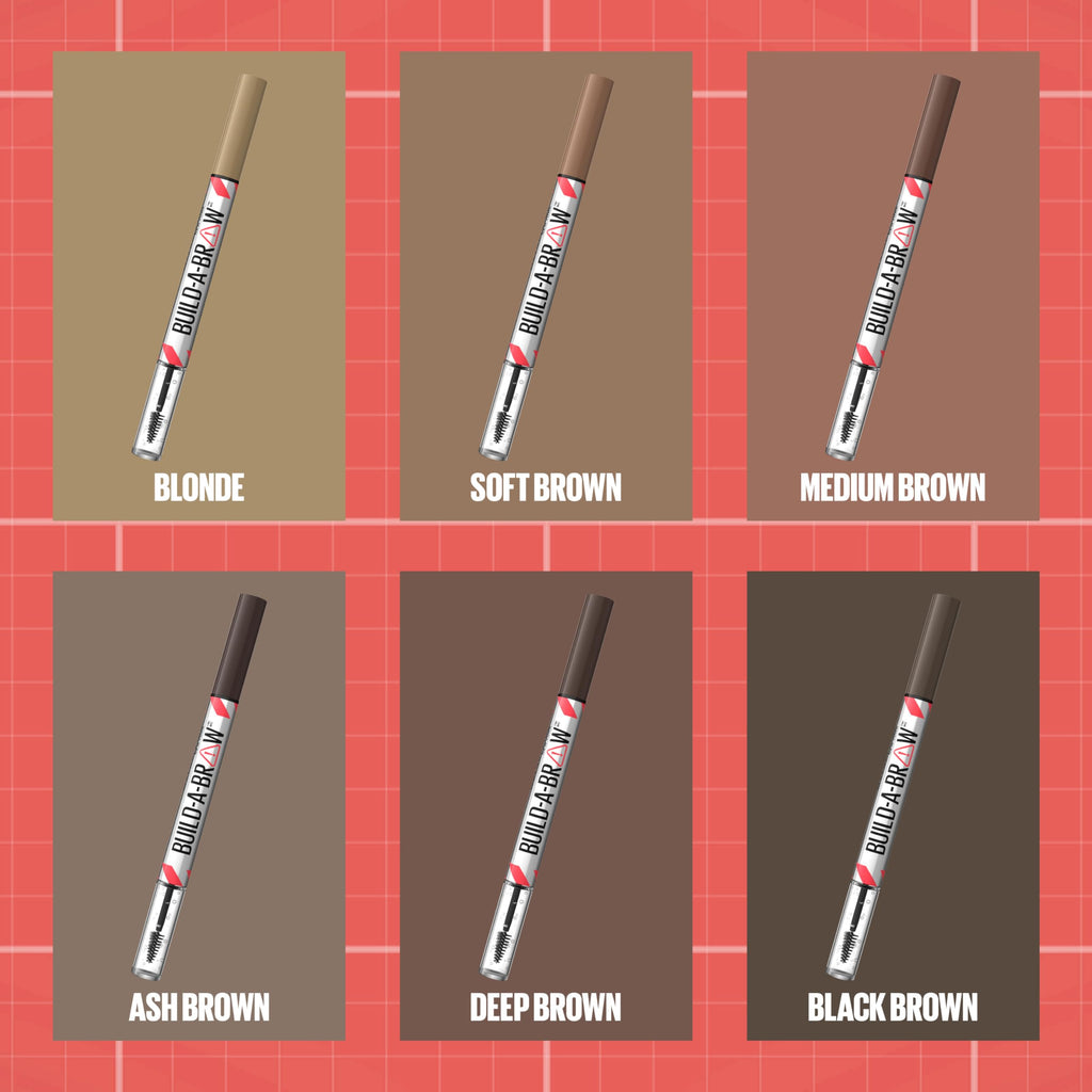 Maybelline Build-A-Brow 2-in-1 Brow Pen + Sealing Gel – Real-Looking, Waterproof, 24HR Wear