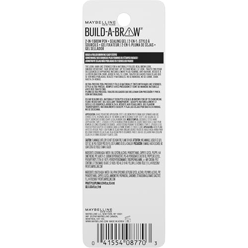 Maybelline Build-A-Brow 2-in-1 Brow Pen + Sealing Gel – Real-Looking, Waterproof, 24HR Wear
