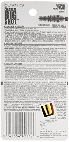 Maybelline Volum' Express The Colossal Big Shot Mascara – Washable, Very Black, 0.33 fl oz