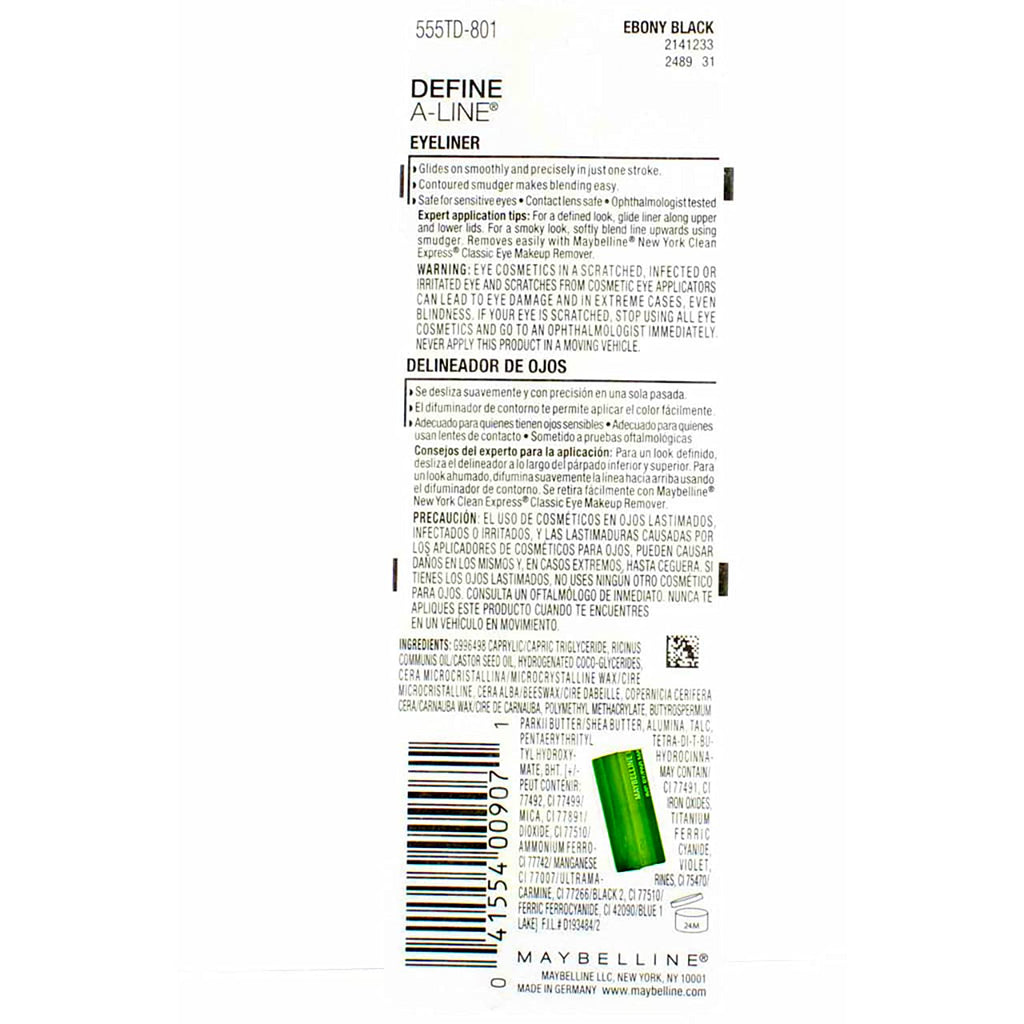 Maybelline Define-A-Line Eyeliner Ebony Black [801] – 3 Pack