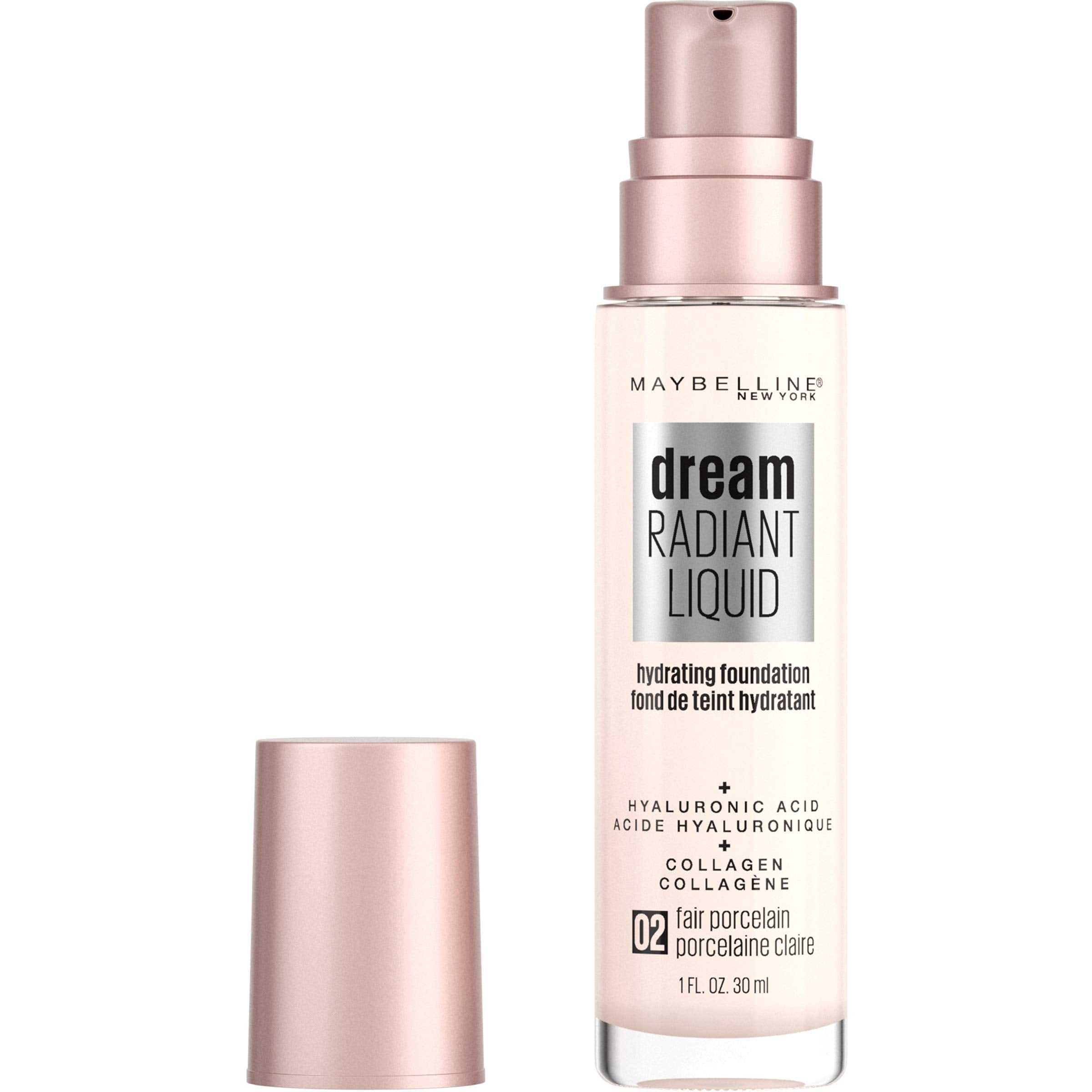 Maybelline Dream Radiant Liquid Foundation – Hydrating Medium Coverage, Fair Porcelain