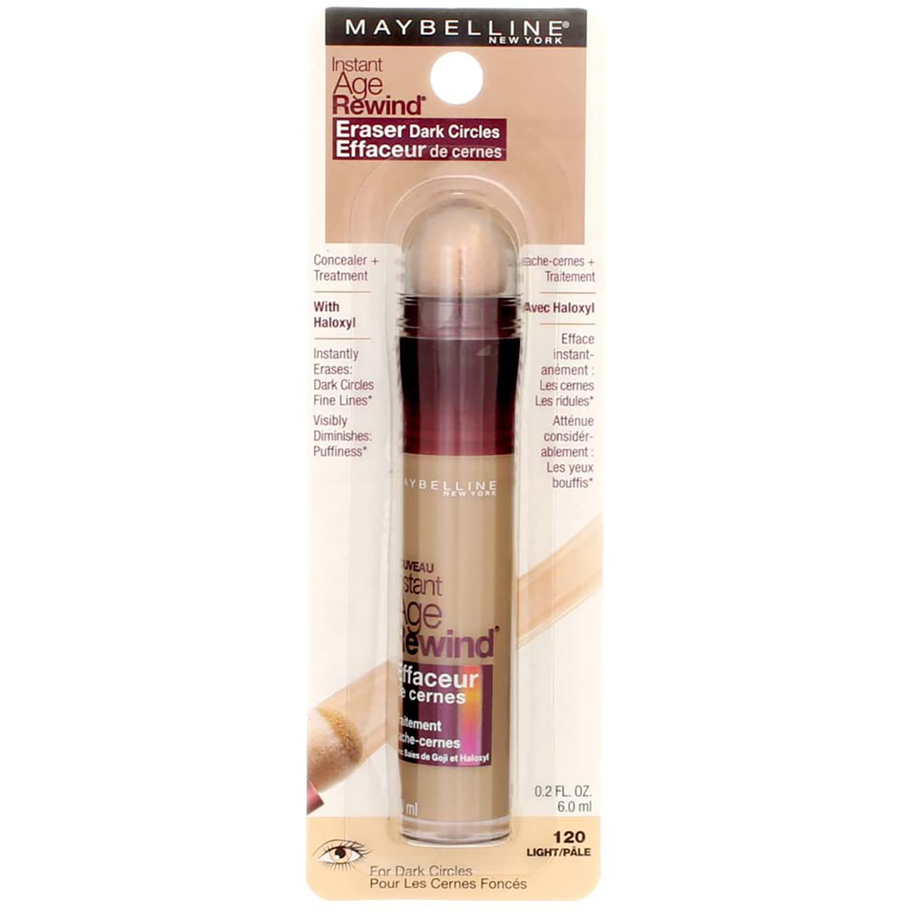 Maybelline Instant Age Rewind Eraser Dark Circles Concealer – Light, 0.2 oz (Pack of 6)