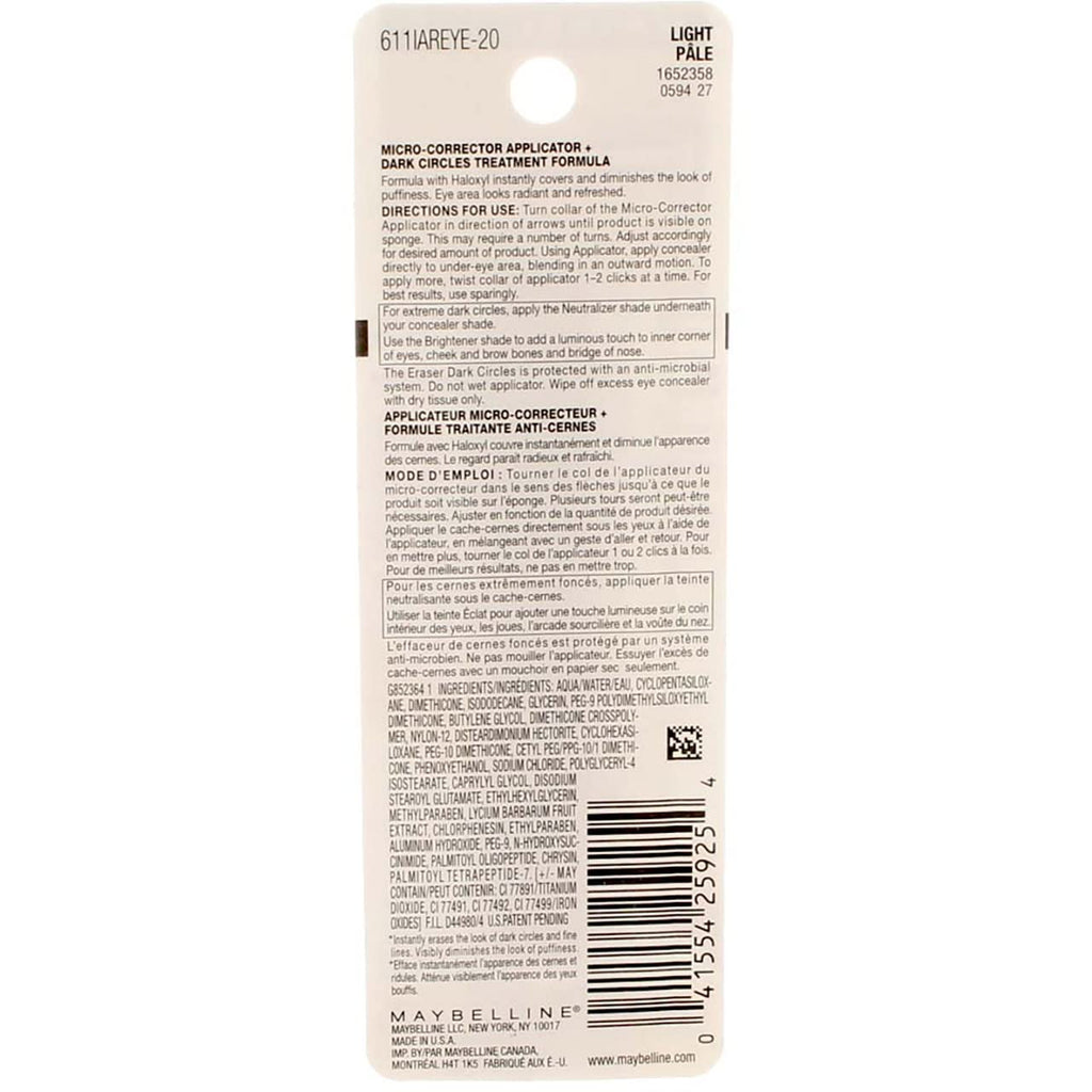 Maybelline Instant Age Rewind Eraser Dark Circles Concealer – Light, 0.2 oz (Pack of 6)
