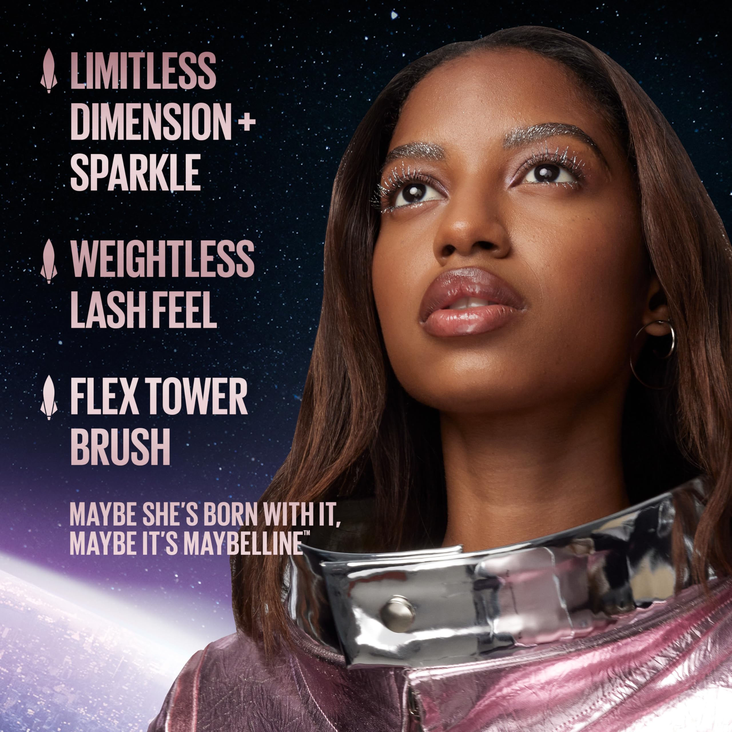 Maybelline Lash Sensational Sky High Glitter Mascara – Space Diamond Finish for Lashes & Brows