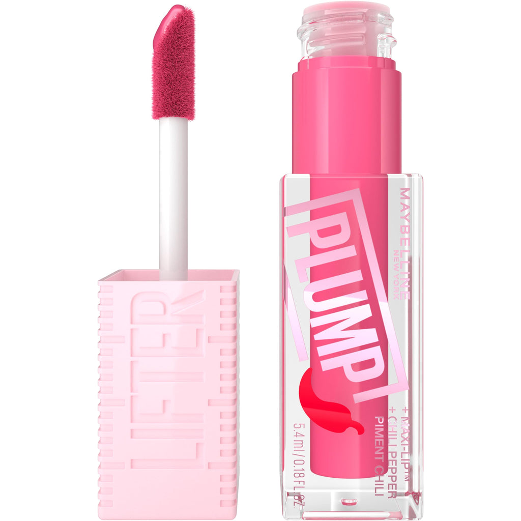 MAYBELLINE Lifter Gloss Plump – Chili Pepper, Maxi-Lip, Pink Sting