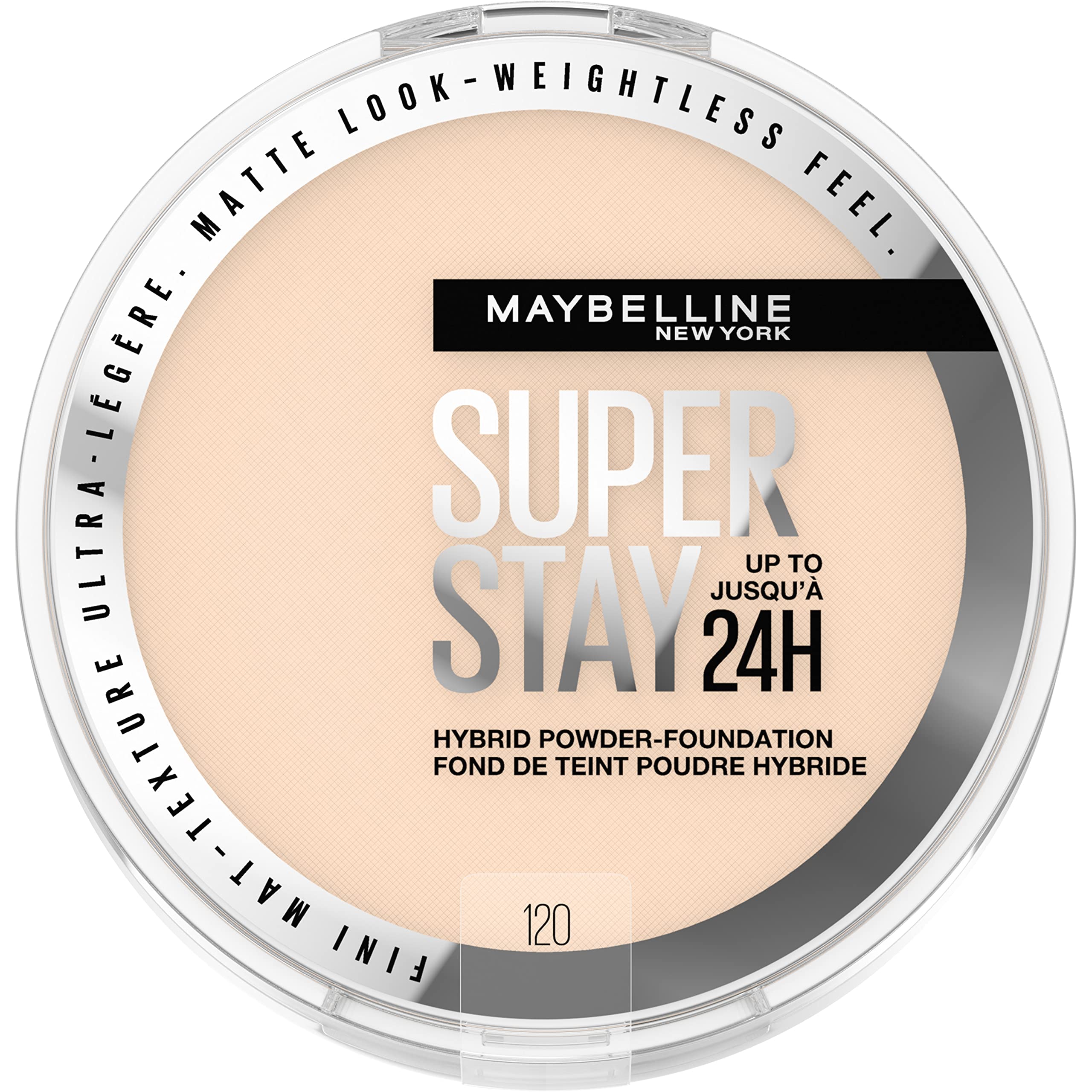 Maybelline Super Stay Hybrid Powder Foundation – 24HR Matte Coverage, Shade 120 (1 Count)