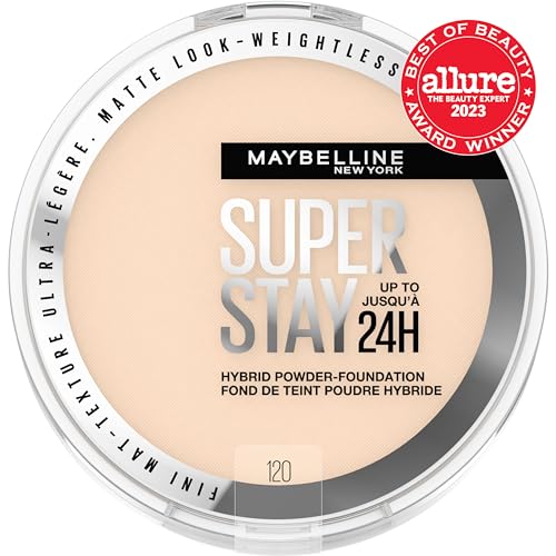 Maybelline Super Stay Hybrid Powder Foundation – 24HR Matte Coverage, Shade 120 (1 Count)