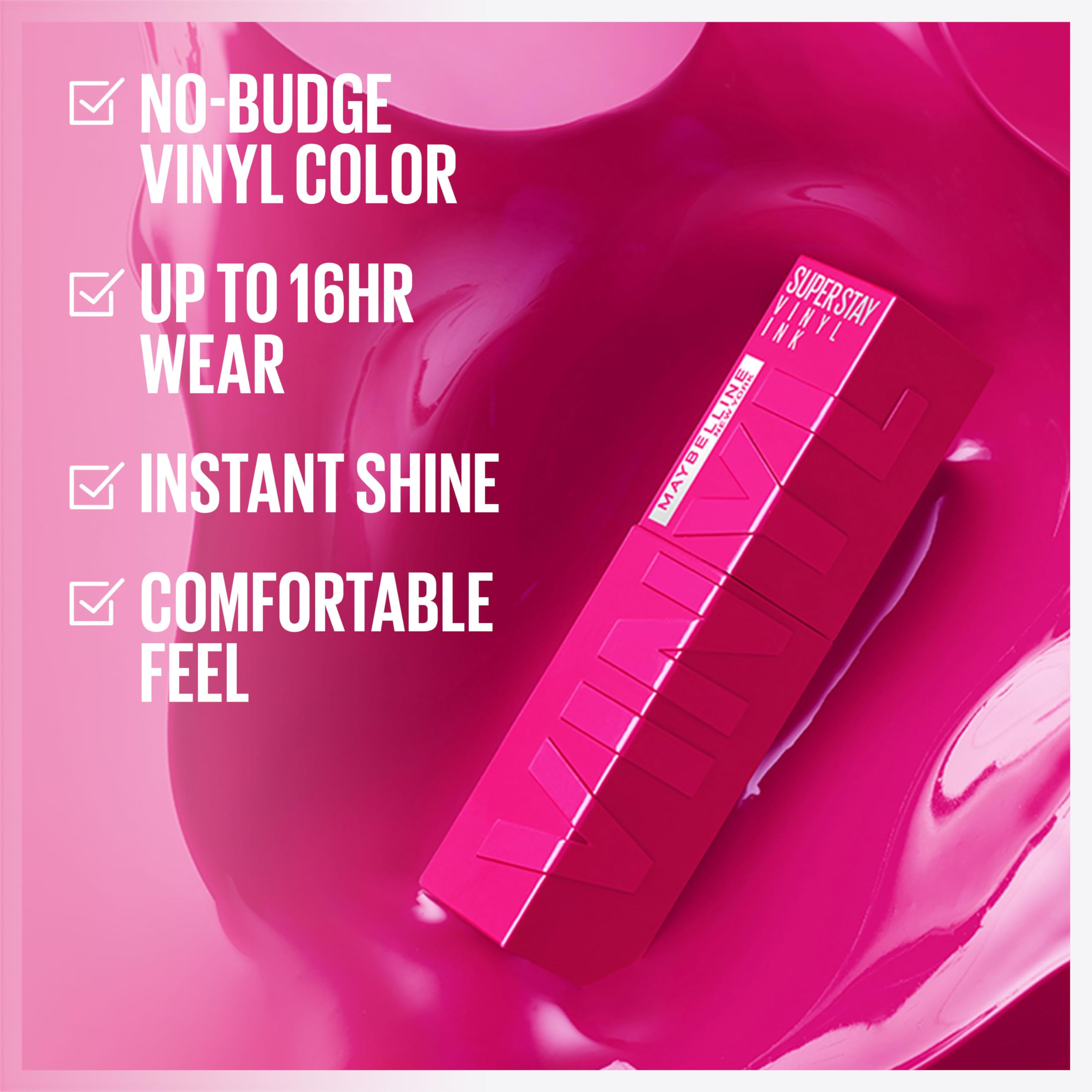 MAYBELLINE Super Stay Vinyl Ink Longwear Lip Color — 16HR No-Budge Shine in 20 Vinyl Shades