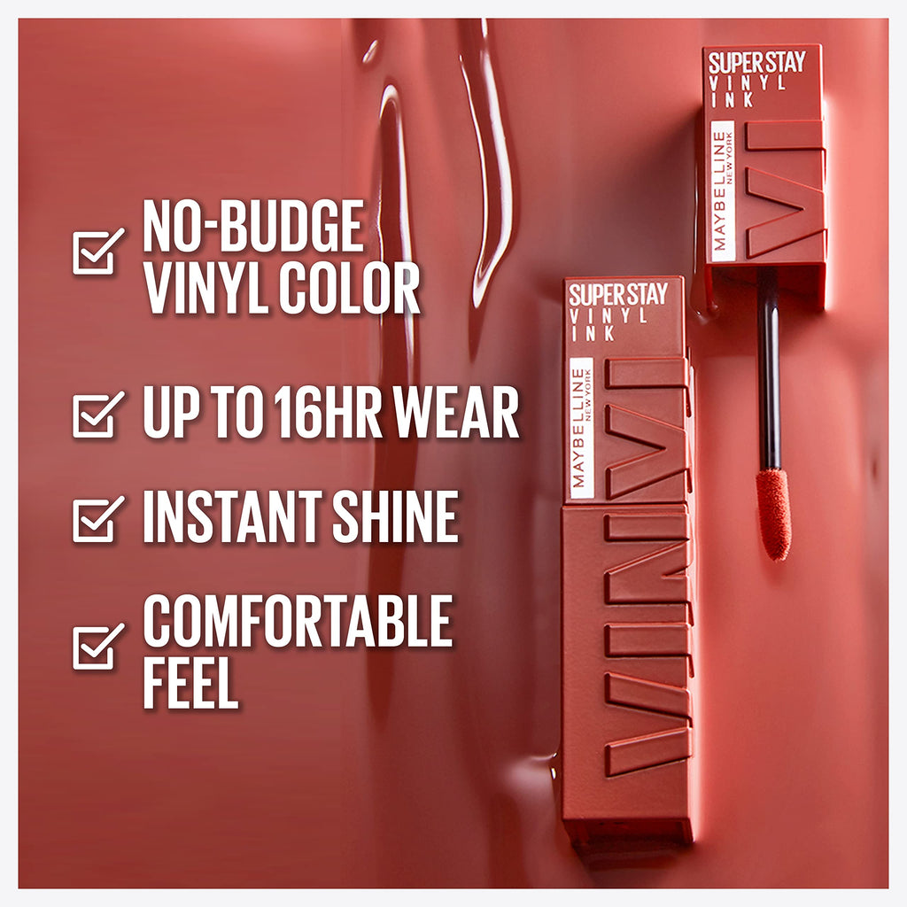 Maybelline Super Stay Vinyl Ink Longwear Lipcolor – 16HR No-Budge Shine, 20 Shades