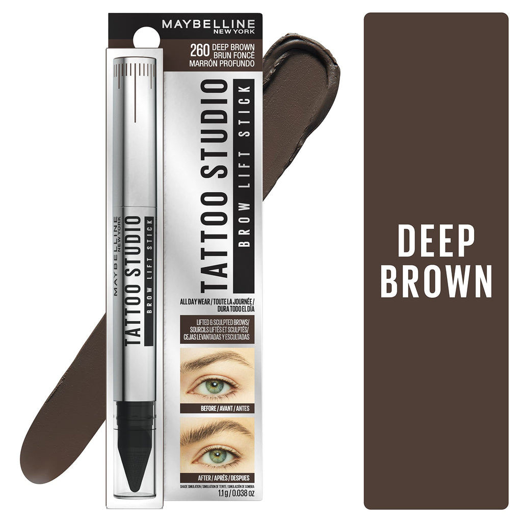 Maybelline TattooStudio Brow Lift Stick – Deep Brown Tint & Lift for Brows