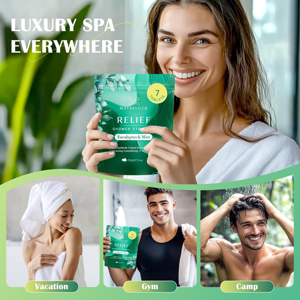 Maybeluck Eucalyptus Mint Shower Steamers 7 Pack – Natural Aromatherapy for Relaxation & Self-Care