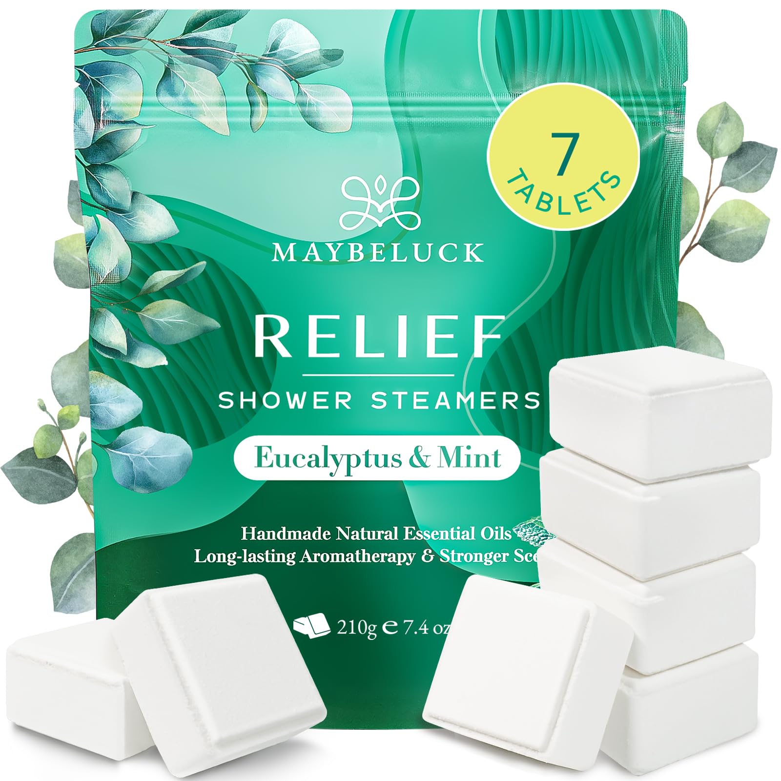 Maybeluck Eucalyptus Mint Shower Steamers 7 Pack – Natural Aromatherapy for Relaxation & Self-Care