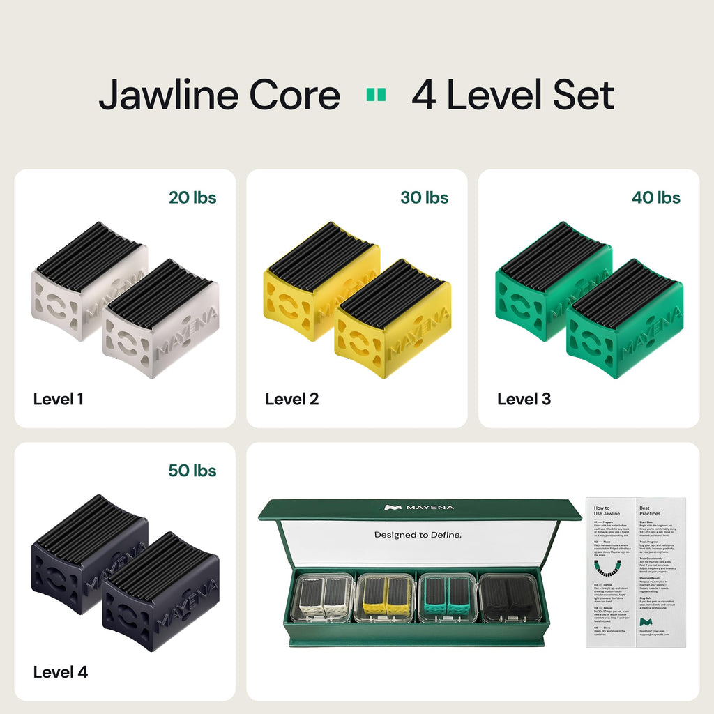 Mayena Jaw Exerciser Core — Dual-Layer Design, 4-Level Resistance, Define Jawline