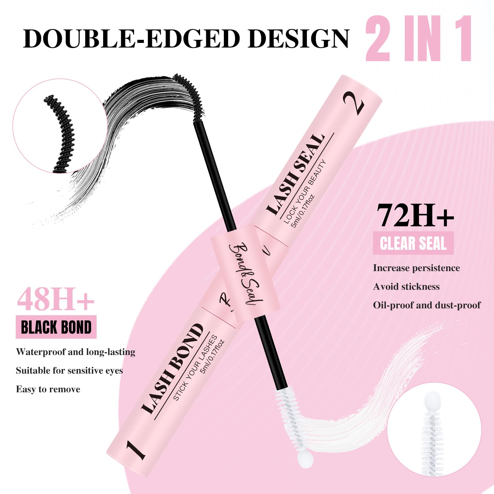 Mayhug Lash Cluster Bond & Seal Kit – 4-in-1 DIY Lash Extensions (Remover + Tweezers)