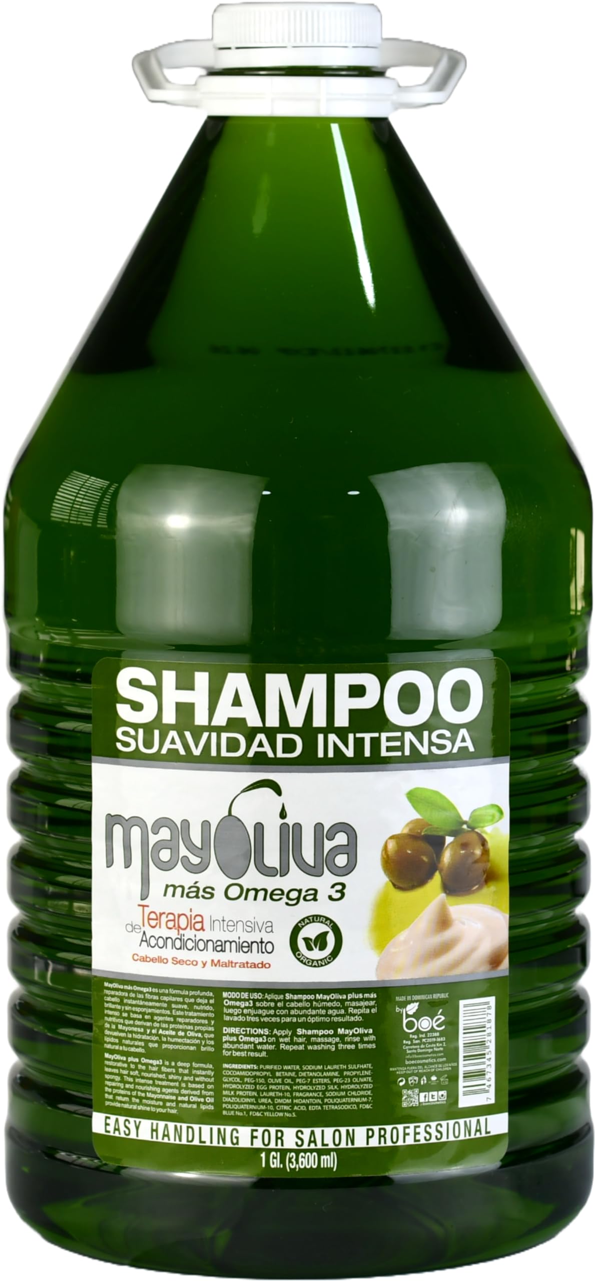 Mayoliva Shampoo Plus with Omega 3 – Deep Moisturizing Hair Cleanser for Dry & Damaged Hair | 1 Gal