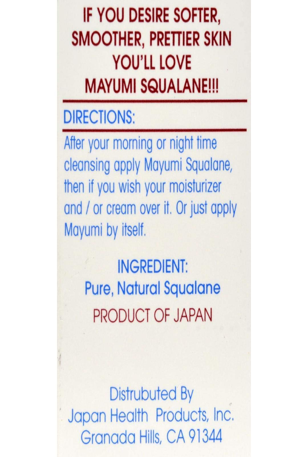 Mayumi Squalane Skin Oil — 2.17 oz | Softens, Protects & Hydrates